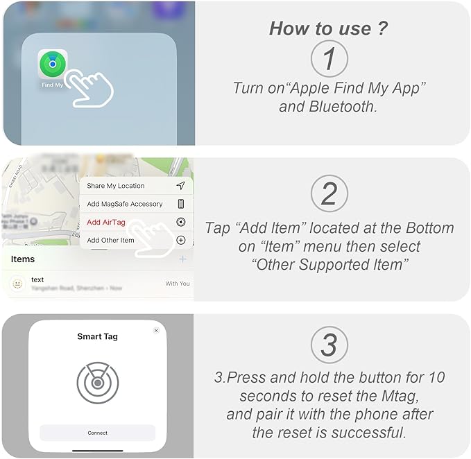 (Black) GPS Tracker for Cats, Waterproof GPS Cat Trackers Cats Collar with Bells, No Subscription, GPS Cat Collar, Adapt with Apple Find My (iOS Only) Finder Tag for Vehicles, Pets, Kids