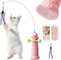 Interactive Cat Toy for Indoor Cats with Strong Suction Cup, Includes Extra Yarn Attachment, Self-Playing Design to Keep Cats Active & Entertained Without Holding a Wand (Cherry Blossom Pink)