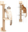 PowerKing Wall Mounted Cat Scratcher, 29 Inch Large Sisal Cat Scratching Post with Hammock, Modern Pine Cat Activity Tree for Kittens, Adult Cats, Sturdy Safe DIY Cat Wall Furniture