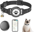 (Black) GPS Tracker for Cats, Waterproof GPS Cat Trackers Cats Collar with Bells, No Subscription, GPS Cat Collar, Adapt with Apple Find My (iOS Only) Finder Tag for Vehicles, Pets, Kids