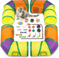 Retro Shaw 25Pcs Cat Toys, Extra Large Tunnels with Cats Toys, Ideal Indoor Interactive Kitten Toys, Kitty Tube Tent Feather Wand Teaser Balls Bell Crinkle Fuzzy Springs Mouse