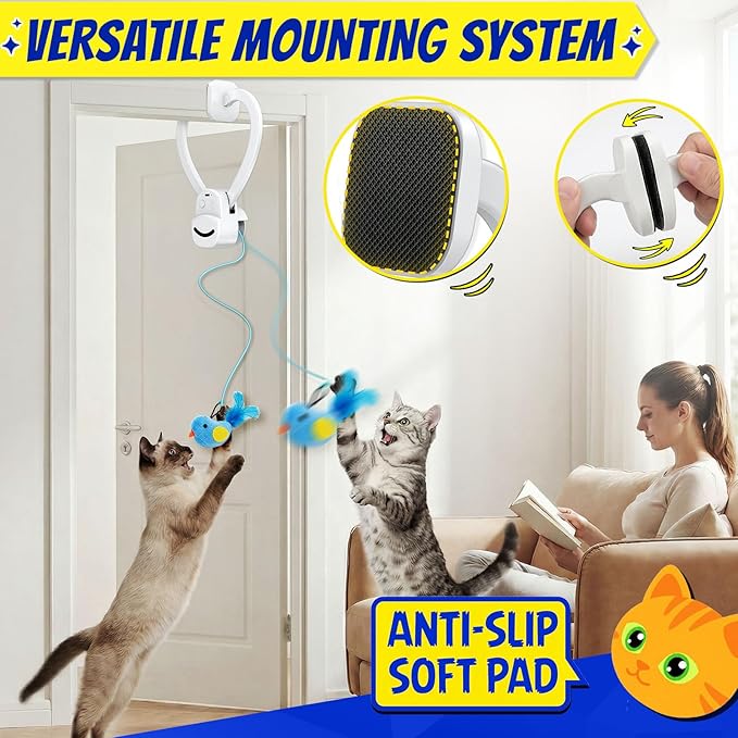 CATPICK Interactive Cat Toys for Indoor Cats Automatic Electric Flying Bird Feather Mouse Toy - Best Kitten & Adult Cat Enrichment Mouse cat Toy Hanging Electric Kitty Toys for Bored Cats