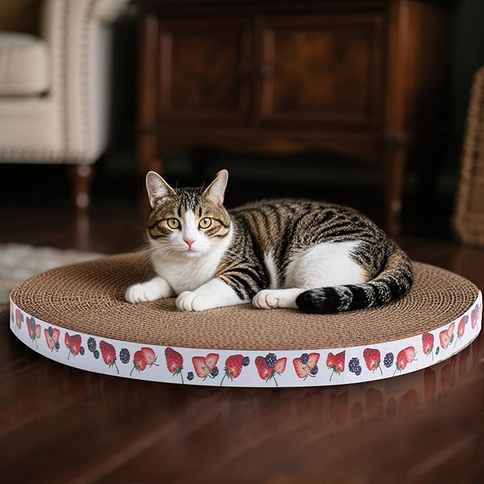 Round Cat Scratcher Pad 10 inch Diameter 3/5 inch Thickness Scratch Replacement Cardboard Cat Scratcher Refill Scratching Board Cat scratchers for Indoor Cats(1 Pc)