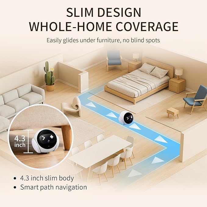 SURPN Pet Camera Robot Companion Monitor – Movable Home Security Cam with 1080P Video, 2.4GHz WiFi, Motion Tracking, Laser Toy, Two-Way Talk – App Control for Dogs & Cats