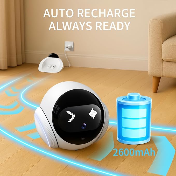 SURPN Pet Camera Robot Companion Monitor – Movable Home Security Cam with 1080P Video, 2.4GHz WiFi, Motion Tracking, Laser Toy, Two-Way Talk – App Control for Dogs & Cats