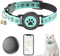 (Blue) GPS Tracker for Cats, Waterproof GPS Cat Trackers Cats Collar with Bells, No Subscription, GPS Cat Collar, Adapt with Apple Find My (iOS Only) Finder Tag for Vehicles, Pets, Kids