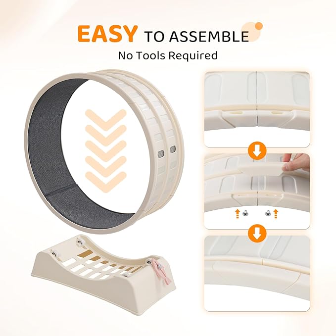 VINGLI Cat Exercise Wheel, 31" Cat Treadmill for Indoor Cats, Cat Running Wheel with Carpeted Runway for Weight Loss & Daily Exercise (Off-White)