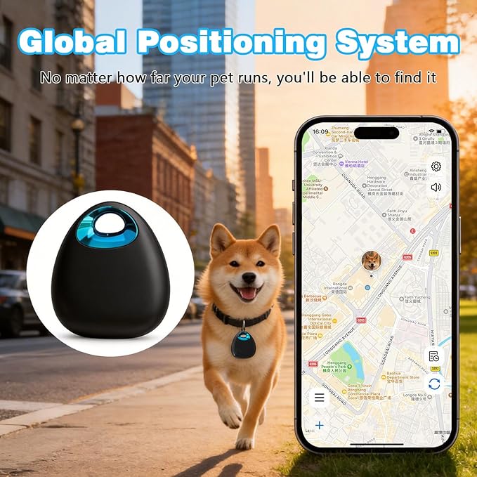 GPS Tracker for Dogs & Cats – Waterproof, Lightweight, Mini Real-Time Pet Locator with 1-Year Battery, No Subscription or SIM Required, Track History, iOS & Android Compatible Now 2026