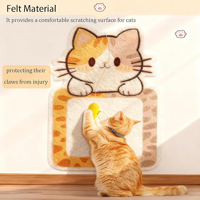 Wall Mounted Cat Scratch Pad, 31.5" x 19.7" Large Cat Scratching Board for Indoor Cats, Protects Furniture from Scratching, Includes Adhesive