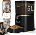 Automatic Cat Feeder with Camera, 5L/28 Cups WiFi Cat Auto Feeder with Two-Way Audio, App Control, Strong Anti-Jam System Smart Timed Cat Feeder with Night Vision for Small Pets Indoor
