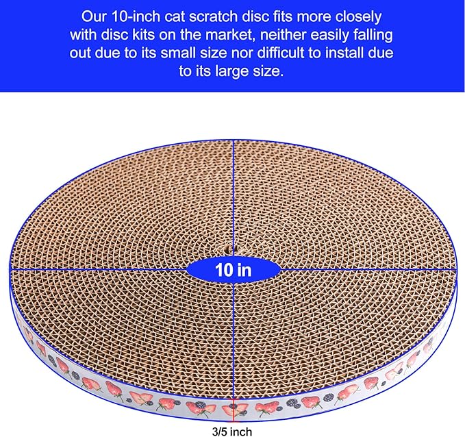 Round Cat Scratcher Pad 10 inch Diameter 3/5 inch Thickness Scratch Replacement Cardboard Cat Scratcher Refill Scratching Board Cat scratchers for Indoor Cats(1 Pc)