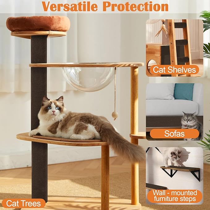 Cat Scratch Furniture Protector - 40" x 17" Trimmable Self-Adhesive Cats Claws Scratch Pads, DIY Cat Climbing Couch Protector for Scratch Post Cat Tree Replacement Indoor (Brown)
