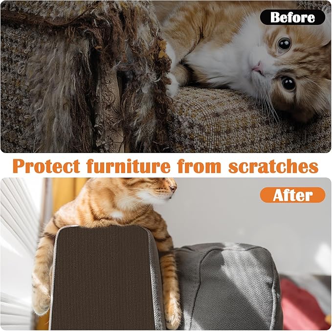 Cat Scratch Furniture Protector - 40" x 17" Trimmable Self-Adhesive Cats Claws Scratch Pads, DIY Cat Climbing Couch Protector for Scratch Post Cat Tree Replacement Indoor (Brown)