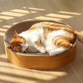 FUKUMARU Cardboard Cat Scratcher Bed, 2-in-1 Oval Cat Scratch Pad, Cats Scratching Board Lounge Bed Indoor, Durable Modern Kitty Scratcher Bowl, Cats Scratch Furniture Protector, Wood Color
