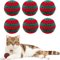 Christmas Cats Ball Toy with Bell Inside, 6Pcs Hand-Knitted Indoor Woolen Yarn Cat Toys Jingle Bell Balls, Kitten Interactive Toys for Hunting/Kicking/Chasing