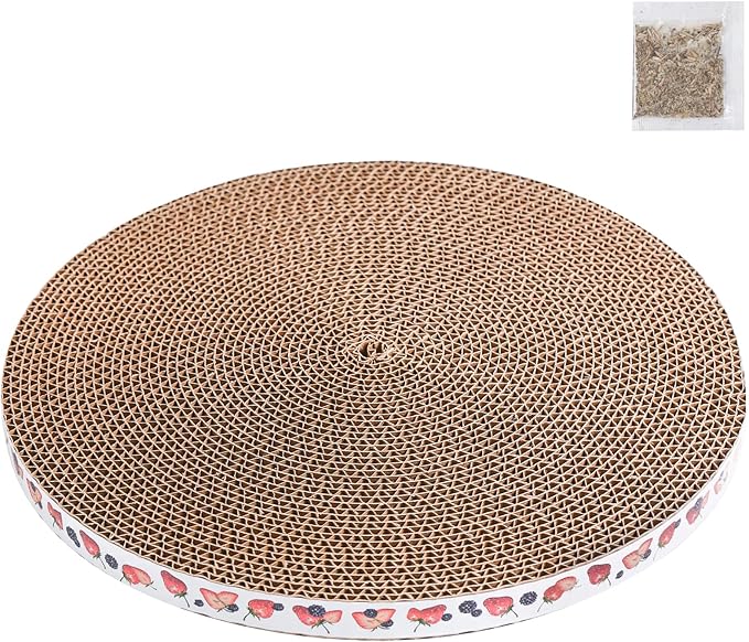 Round Cat Scratcher Pad 10 inch Diameter 3/5 inch Thickness Scratch Replacement Cardboard Cat Scratcher Refill Scratching Board Cat scratchers for Indoor Cats(1 Pc)