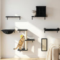 Aechonow Heavy Duty Cat Wall Shelves for Large Cats, 6-in-1 Cat Furniture Set with 17" × 11.9" Large Perch Bed and Hammock, Cat Climbing Wall Systems with Vertical Cat Scratcher