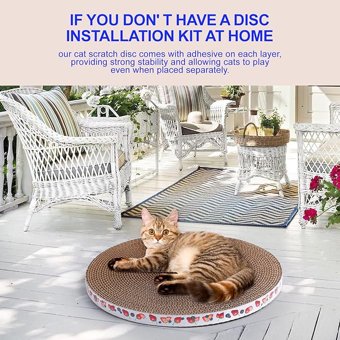 Round Cat Scratcher Pad 10 inch Diameter 3/5 inch Thickness Scratch Replacement Cardboard Cat Scratcher Refill Scratching Board Cat scratchers for Indoor Cats(1 Pc)