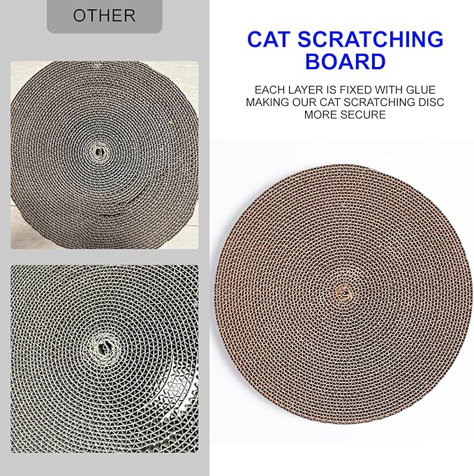 Round Cat Scratcher Pad 10 inch Diameter 3/5 inch Thickness Scratch Replacement Cardboard Cat Scratcher Refill Scratching Board Cat scratchers for Indoor Cats(1 Pc)