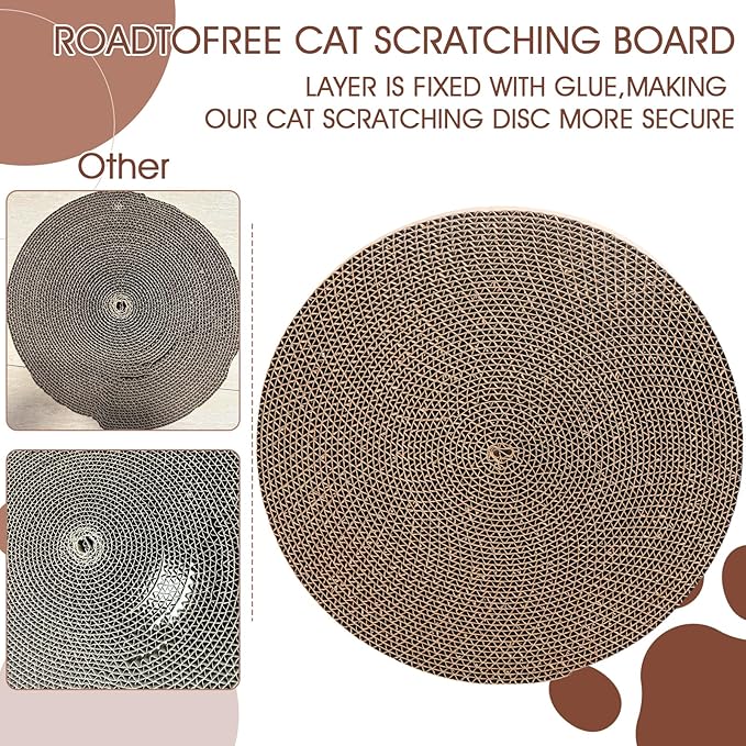 Round Cat Scratcher Refill 10 inch Diameter 7/8 Inch Thickness Circle Cardboard Cat Scratcher Replacement Pads Cat Scratching Boardcat Scratcher Pad for Indoor，1 PCS